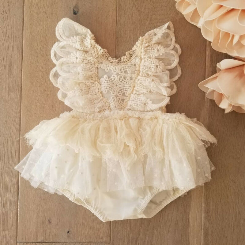 Girl Flower Lace Romper Bodysuit Jumpsuit Tutu Dress