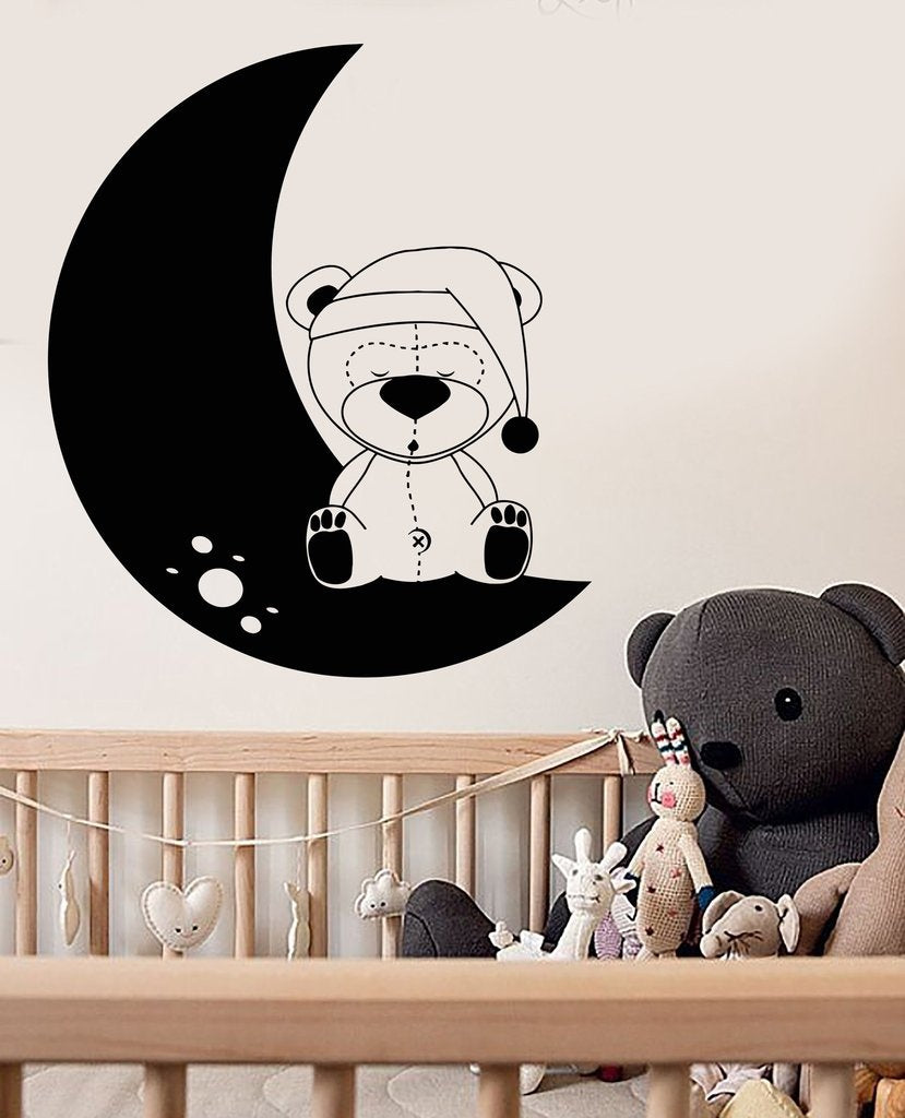 Teddy Bear Toy Moon Vinyl Wall Decal